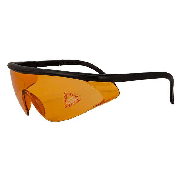 Bison Life Simone, Safety Glasses Anti-Fog &  Anti-Scratch, Orange Lens - ZH-SISG-ORLBKT-MS20