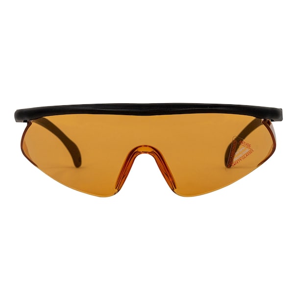 Bison Life Simone, Safety Glasses Anti-Fog &  Anti-Scratch, Orange Lens - ZH-SISG-ORLBKT-MS20
