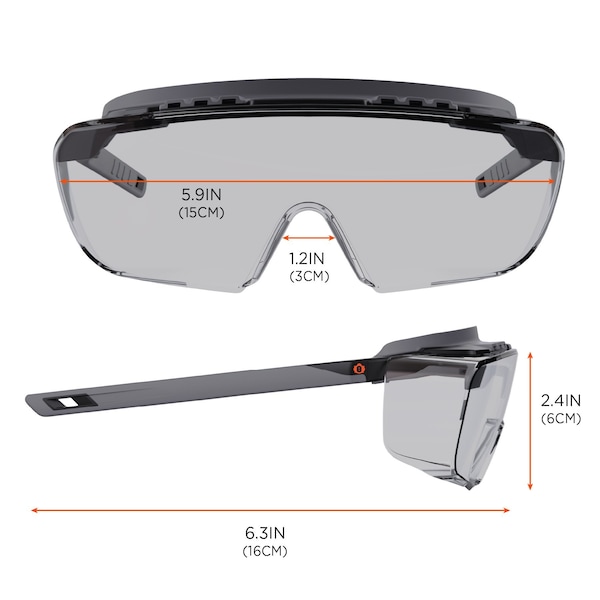 Ergodyne Safety Glasses, Indoor/Outdoor Matte Black Frame - OSMIN-IO