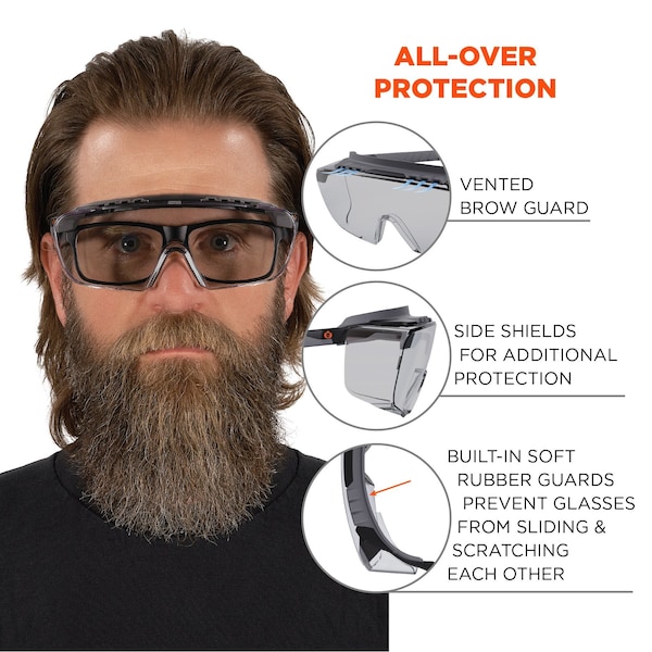 Ergodyne Safety Glasses, Indoor/Outdoor Matte Black Frame - OSMIN-IO
