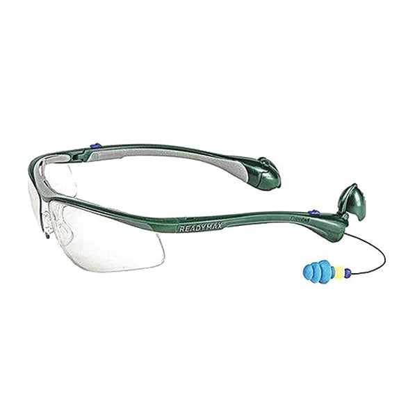 Readymax SoundShield Classic Safety Glasses w/ 25NRR Earplugs Green Frame I/O Lens - GLCLG-IO