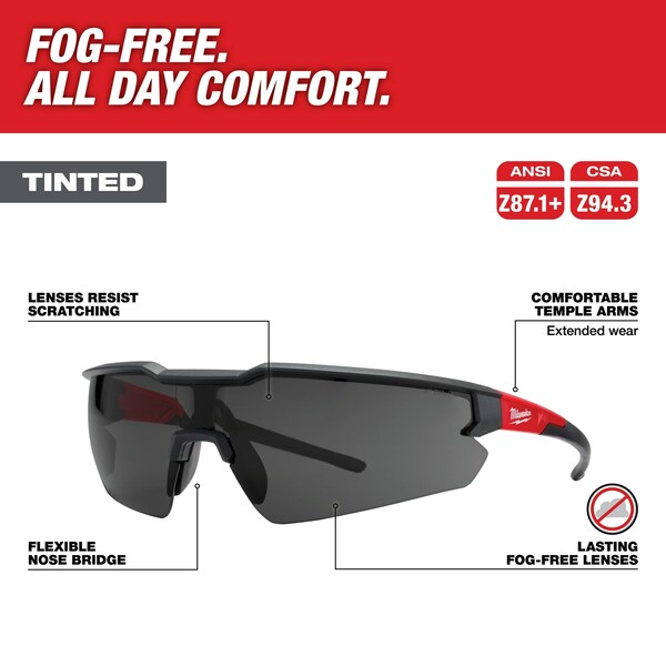 Milwaukee Tool Safety Glasses - Tinted Fog-Free Lenses - 48-73-2017