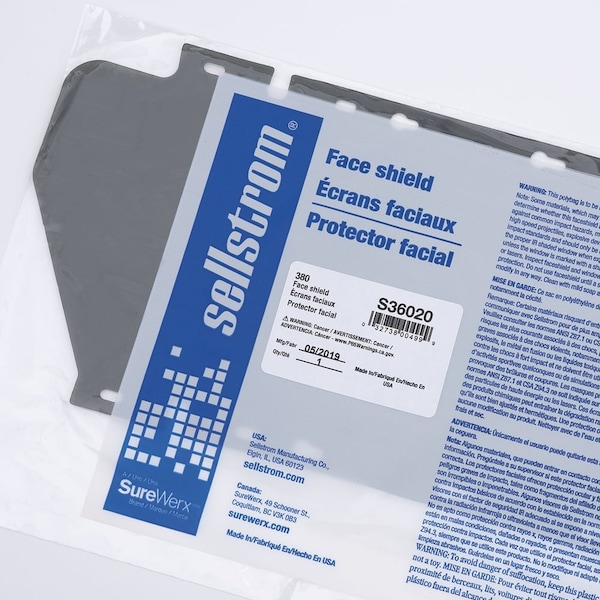 Sellstrom 380 Series Replacement Window, Dual Crown, 6-1/2 in x 19-1/2 in x .040 in, Uncoated Acetate, Dark Green - S36020