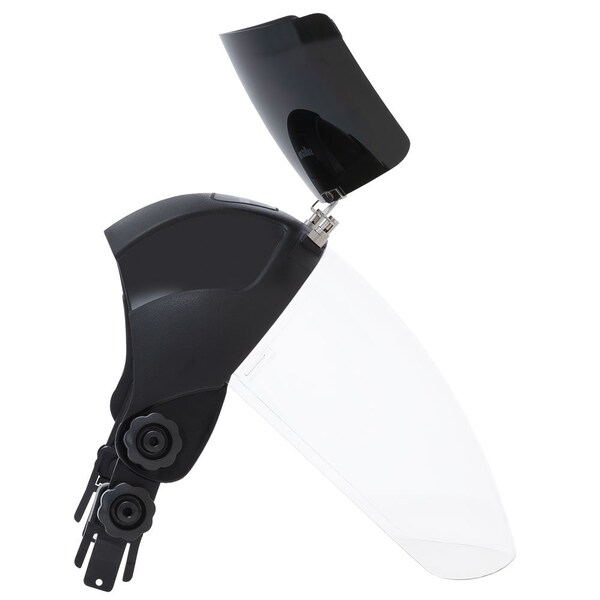 Sellstrom DP4 Series Face Shield with c/w Flip-Up IR Window, Universal Adaptor, Clear Anti-Fog Polycarbonate, Shade 6 Cobalt Blue - S32162B