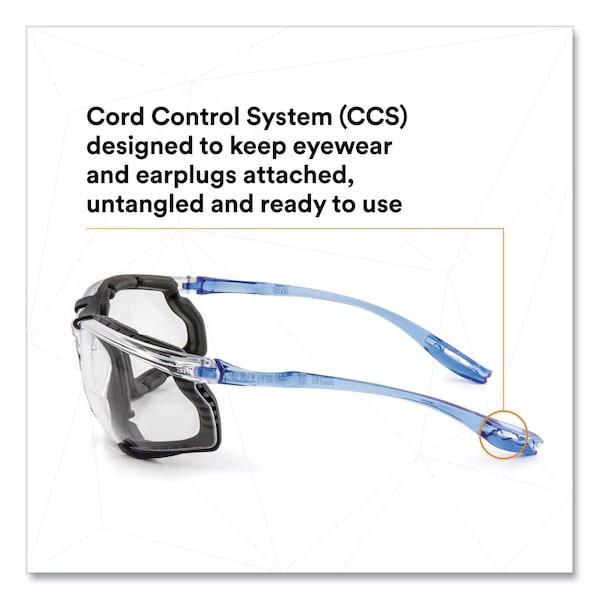 3M CCS Protective Eyewear w/ Foam Gasket, +1.5 Diopter Strength, Blue Plastic Frame, Clear PC Lens - 7100046796