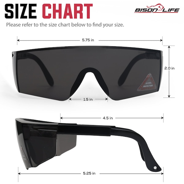 Bison Life Boxer Black Temples, Safety Glasses Anti-Fog &  Anti-Scratch, Black Lens - ZH-BXSG-BKLBKT-MS16