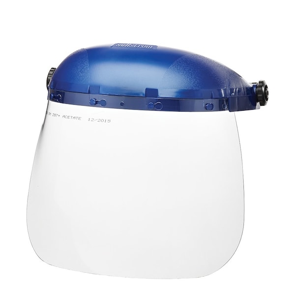 Sellstrom 390 Premium Series Single Crown Face Shield, Universal Adapter, Polycarbonate, 8 in x 12 in x .040 in, Uncoated, Clear - S39210