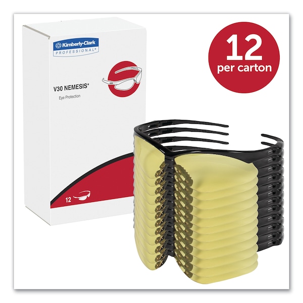 Kleenguard Safety Glasses 99.9% UVA/UVB/UVC, Amber Lens, Wraparound, Wraparound, 12 PK - KCC22476