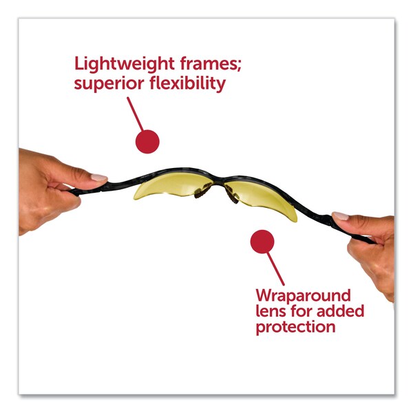 Kleenguard Safety Glasses 99.9% UVA/UVB/UVC, Amber Lens, Wraparound, Wraparound, 12 PK - KCC22476