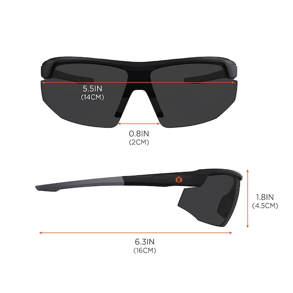 Ergodyne Safety Glasses, Smoke Anti-Fog Lens, Matte Black Frame - SKOLL-AFAS