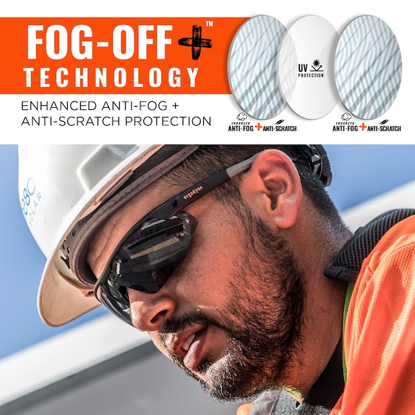 Ergodyne Safety Glasses, Smoke Anti-Fog Lens, Matte Black Frame - SKOLL-AFAS