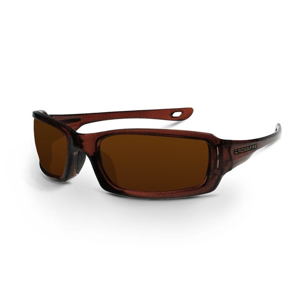 Crossfire Safety Glasses, Wraparound Silver Mirror Polycarbonate Lens, Scratch-Resistant,  - 201130