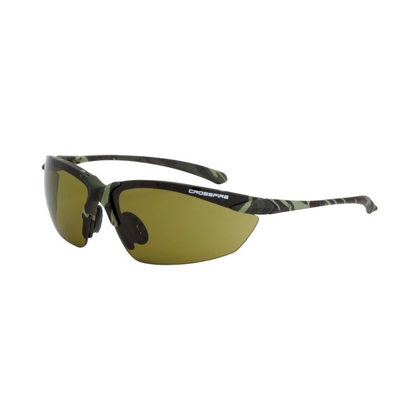 Crossfire Safety Glasses, Wraparound Green Polycarbonate Lens, Scratch-Resistant,  - 91721