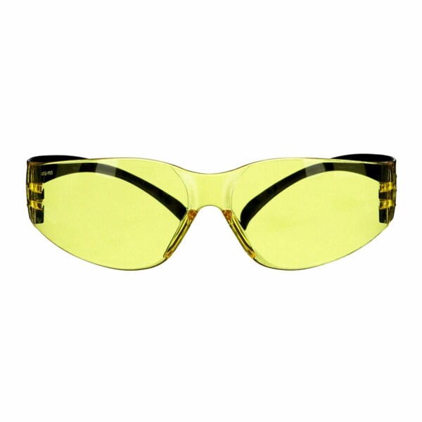 3M 100, Safety Glasses Anti-Fog &  Anti-Scratch, Amber Lens, Frameless, Wraparound - SF103AF-BLK