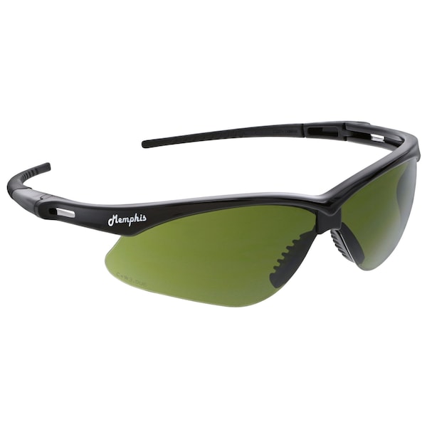 Mcr Safety Glasses, Memphis MP1 Black Frame, GreenFilter 3.0, 12PK - MP1130