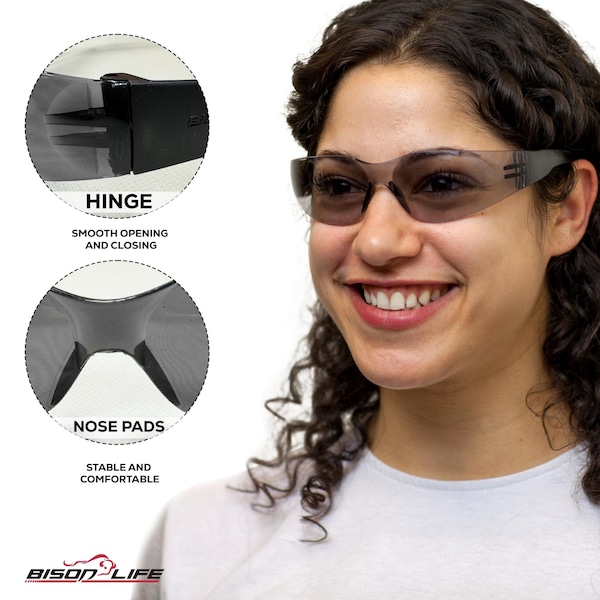 Bison Life Keystone, Safety Glasses Anti-Scratch, Pink & Gray Lens, 12 PK - BL-KSSG1-CLBT-PGY-12