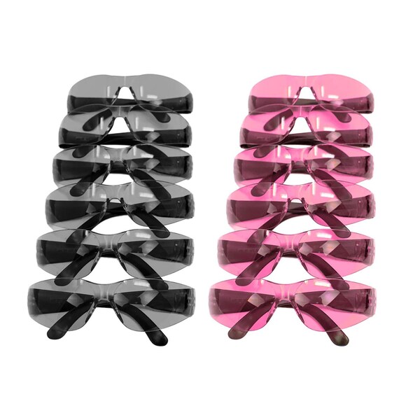 Bison Life Keystone, Safety Glasses Anti-Scratch, Pink & Gray Lens, 12 PK - BL-KSSG1-CLBT-PGY-12