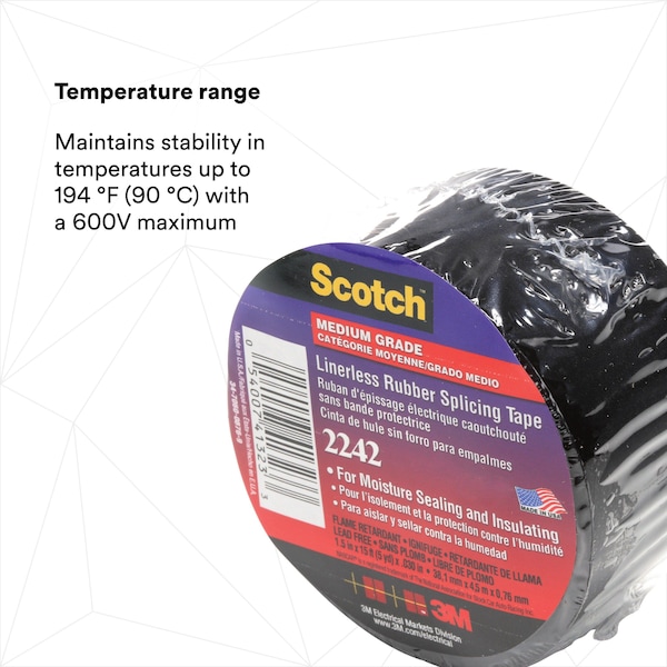 Cinta eléctrica de 3M, 30 mil, 1-1/2"x 15 ft., PK12 - 2242-1-1/2X15FT