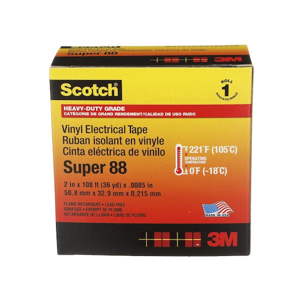 Cinta Eléctrica de 3M, 8.5 mil, 2" x 108 ft., PK12 - 88-Super-2x36YD