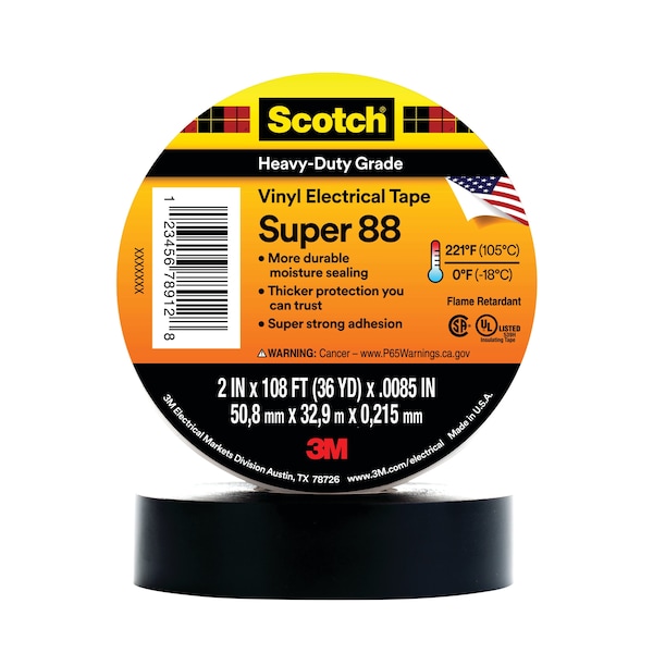 Cinta Eléctrica de 3M, 8.5 mil, 2" x 108 ft., PK12 - 88-Super-2x36YD