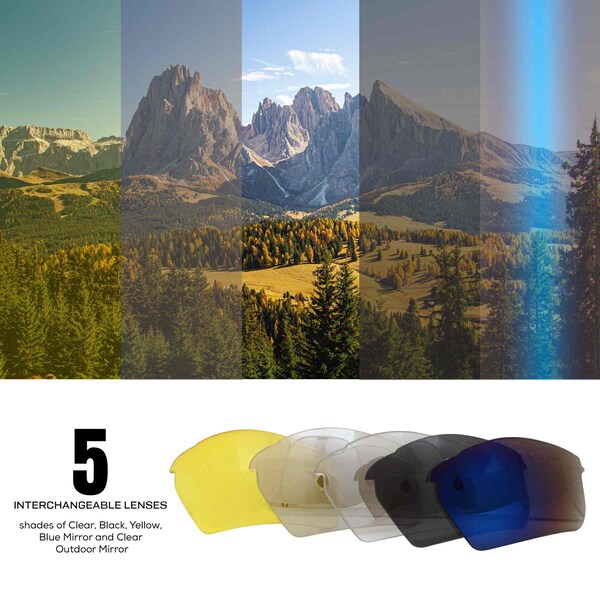 Bison Life Valkyrie Black Temple Interchangeable Safety Glasses Kit, ANSI Z87.1, UV Protection - SH-VKSG-CLBKT-MS17-5LSET