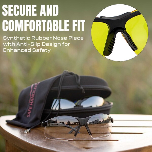 Bison Life Valkyrie Black Temple Interchangeable Safety Glasses Kit, ANSI Z87.1, UV Protection - SH-VKSG-CLBKT-MS17-5LSET