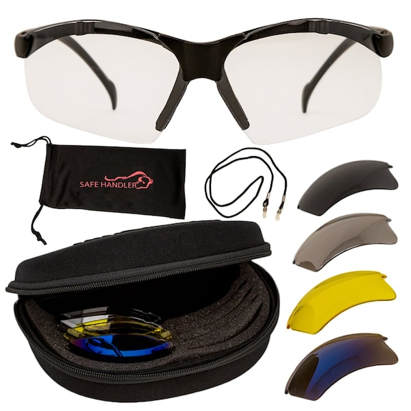 Bison Life Valkyrie Black Temple Interchangeable Safety Glasses Kit, ANSI Z87.1, UV Protection - SH-VKSG-CLBKT-MS17-5LSET