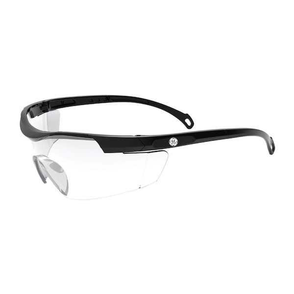 Ge Safety Glasses, Clear Anti-Fog &  Anti-Scratch Lens, Polycarbonate, Black - GE201CAF
