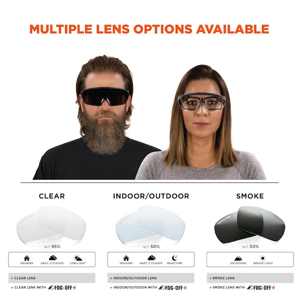 Ergodyne Safety Glasses, Smoke Matte Black Frame - OSMIN