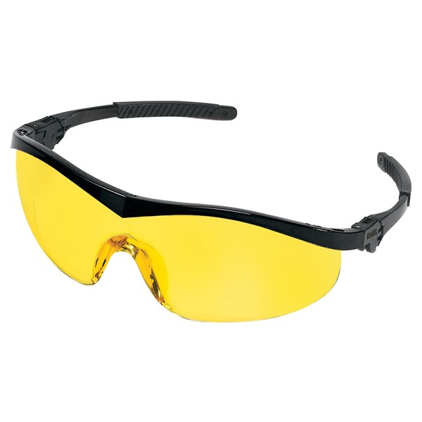Mcr Safety Glasses, ST1 Black Frame, Amber Lens, 12PK - ST114