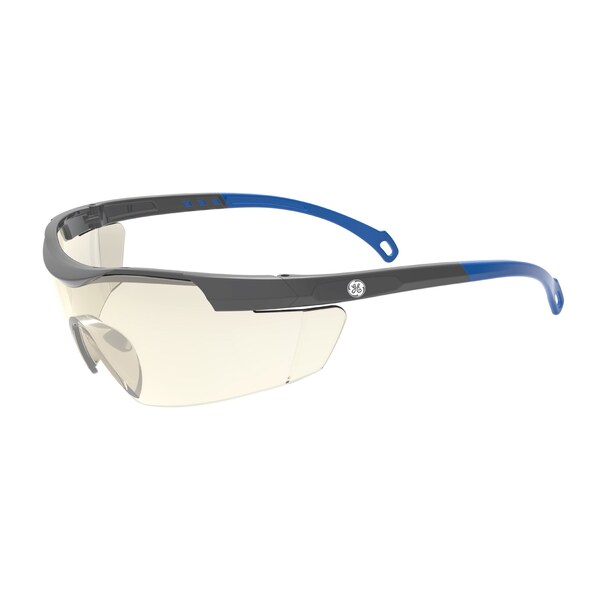 Ge Safety Glasses, Mirror, I/O Anti-Fog &  Anti-Scratch Lens, Polycarbonate, Gray/Blue - GE101MAF
