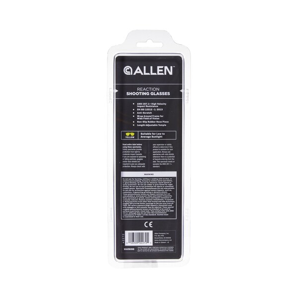 Allen Co Reaction Yellow Lens Shooting & Safety Glasses - 2272