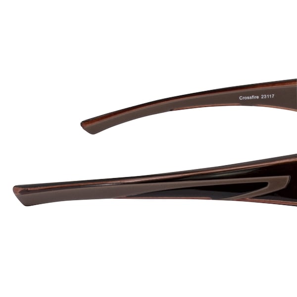 Crossfire Safety Glasses, Wraparound Brown Mirror Polycarbonate Lens, Scratch-Resistant,  - 23117