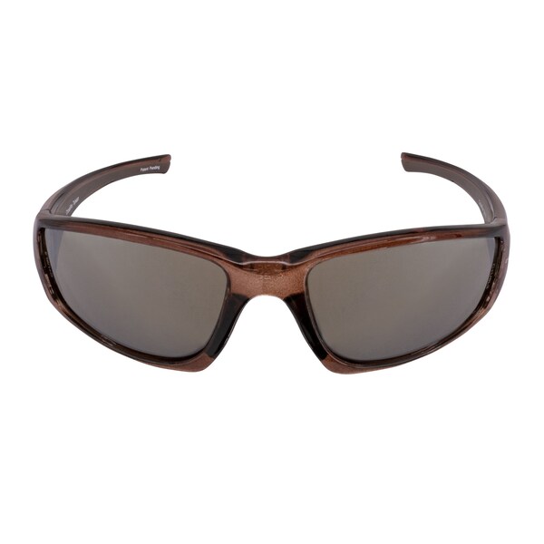 Crossfire Safety Glasses, Wraparound Brown Mirror Polycarbonate Lens, Scratch-Resistant,  - 23117