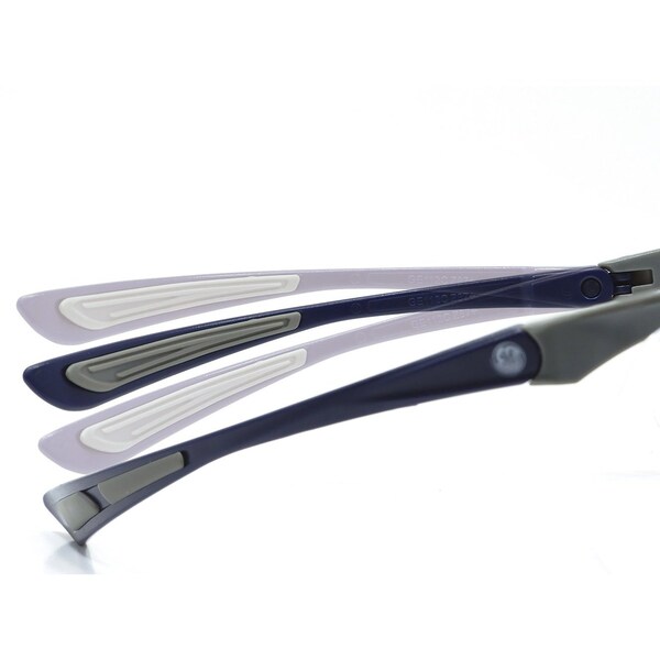 Ge Safety Glasses, Clear Anti-Scratch Lens, Polycarbonate, Gray/Blue - GE112C