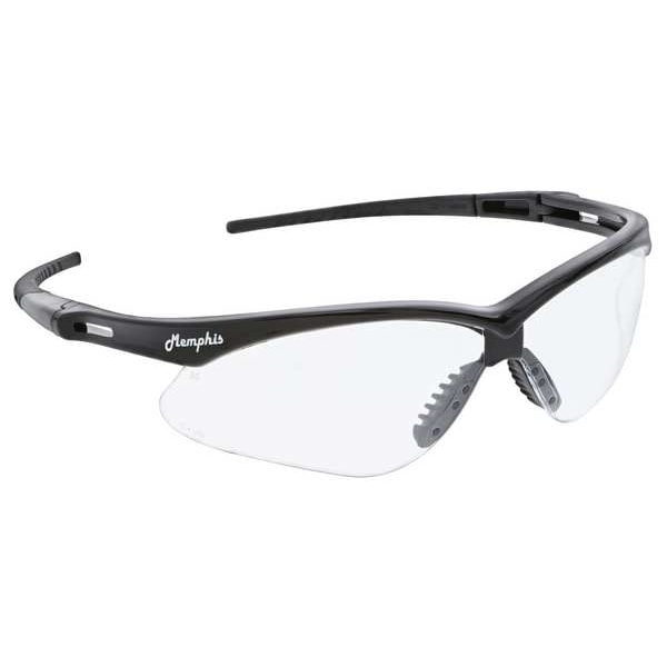 Mcr Safety Memphis Anti-Fog, Scratch Resistant Safety Glass with Cord, Black Wraparound Frame, Clear Lens - MP110DC