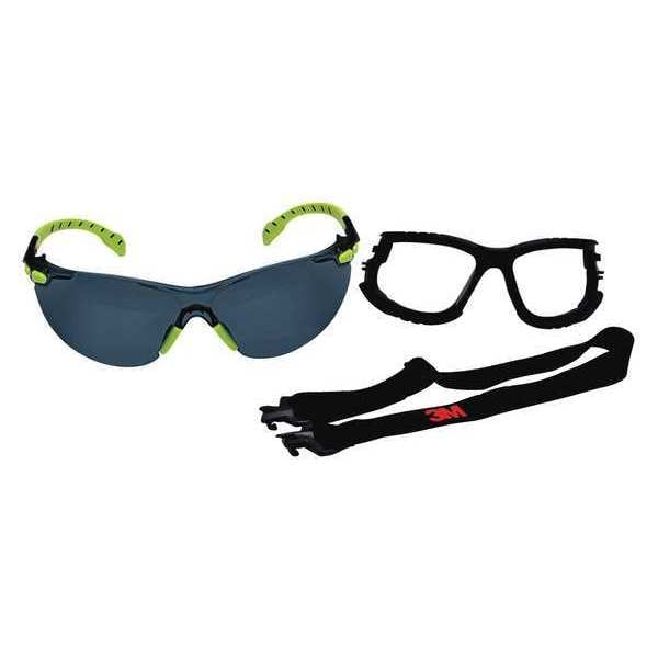 3M Solus 1000, Safety Glasses Anti-Fog &  Anti-Scratch, Gray Lens, Half-Frame, Wraparound - S1202SGAF-KT