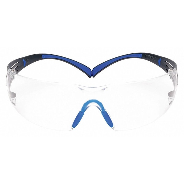 3M Safety Glasses, SecureFit Series, Scotchgard Anti-Fog, Blue/Gray Temples, Clear Lens - SF401SGAF-BLU