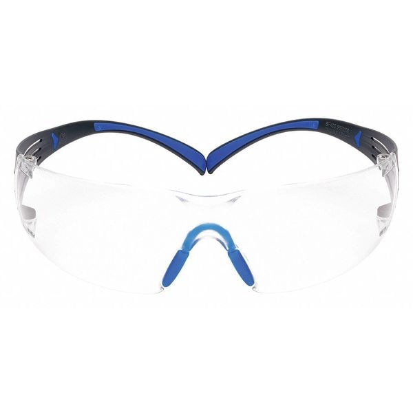 3M Safety Glasses, SecureFit Series, Scotchgard Anti-Fog, Blue/Gray Temples, Clear Lens - SF401SGAF-BLU