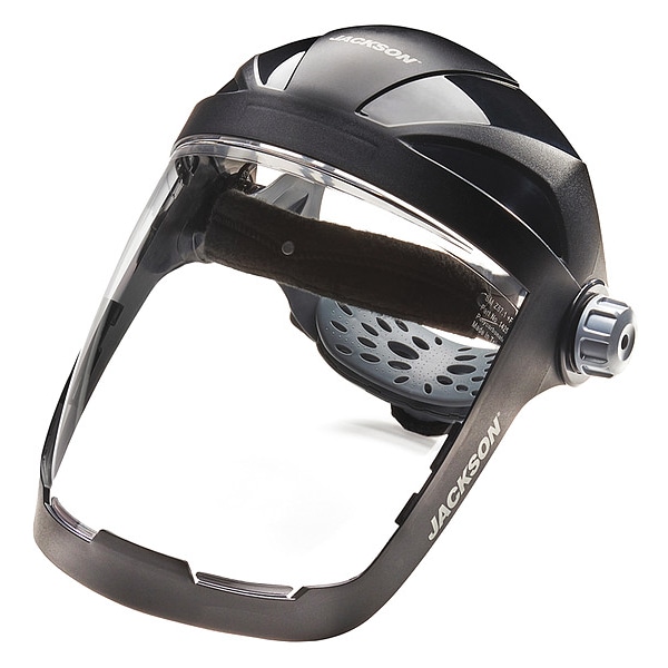 Jackson Safety Faceshield Assembly, Clear Visor, 9 in Height, Ratchet Suspension, Anti-Fog Lens - 14220