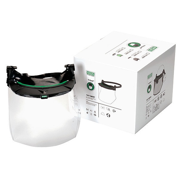 Msa Safety V-Gard Accessory System Kit, Clear Visor, Polycarbonate, Anti-Fog, Scratch-Resistant Lens - 10118697