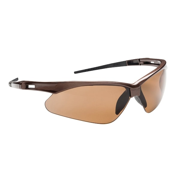 Jackson Safety Safety Glasses Anti-Scratch, Brown Lens, Half-Frame - 50017