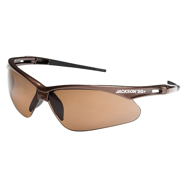 Jackson Safety Safety Glasses Anti-Scratch, Brown Lens, Half-Frame - 50017