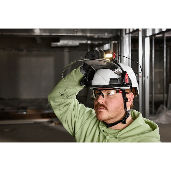 Milwaukee Tool Face Shield, Clear Visor, 7 3/4 in Height, Locking Detents Suspension - 48-73-1422