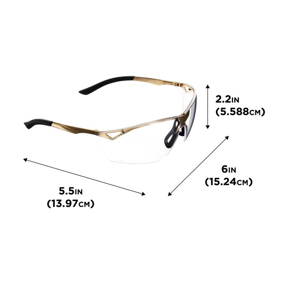 Girls With Guns Afire Protective Shooting Safety Glasses, Clear Lenses, ANSI Z87+ & CE Rated, Gold - 2370