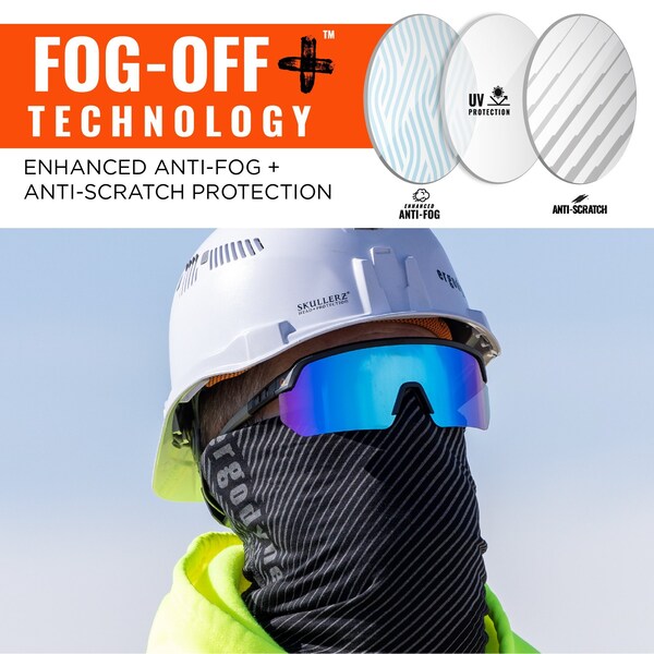 Ergodyne Safety Glasses, Blue Mirror Anti-Fog Lens, Matte Black - AEGR-AFASM