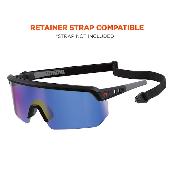 Ergodyne Safety Glasses, Blue Mirror Anti-Fog Lens, Matte Black - AEGR-AFASM