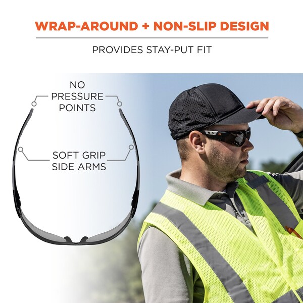 Ergodyne Safety Glasses, Indoor/Outdoor Anti-Fog Lens, Matte Black Frame - SAGA-AFAS