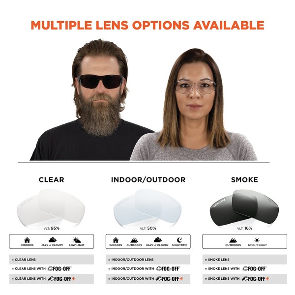 Ergodyne Safety Glasses, Indoor/Outdoor Anti-Fog Lens, Matte Black Frame - SAGA-AFAS