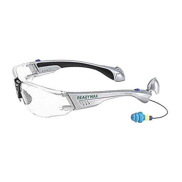 Readymax SoundShield Construction Safety Glasses w/ 25NRR Earplugs Silver Frame Clr Lens - GLCNS-CL